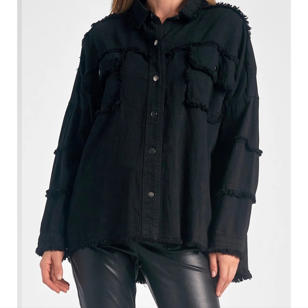 Elan Black Jean Jacket with White Rock & Roll Appliqué - Picture 4 of 10